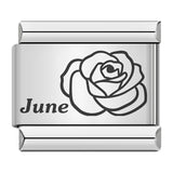 Stainless Steel Birthday Flower Italian Charm -- 12 Options