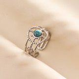 Stainless Steel Turquoise Colour Open Ring - 56 Options
