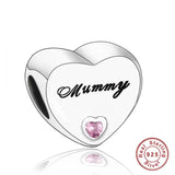 925 Silver Pink CZ Family Heart Charm - 50 Options