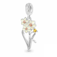 925 Sterling Silver Flower Hanging Charm - 17 Options