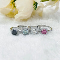 925 Sterling Silver 1 Carat Coloured Moissanite Ring - 13 Colours