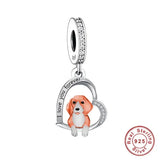 925 Silver Love You Forever Dog Hanging Charm - 33 Options