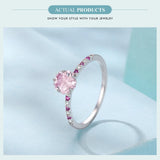 925 Sterling Silver Sakura Cut Pink Cubic Zirconia Ring