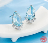 925 Sterling Silver Water Drop CZ Earrings - 3 Colours