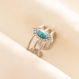 Stainless Steel Turquoise Colour Open Ring - 56 Options
