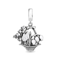 925 Sterling Silver Flower Hanging Charm - 17 Options