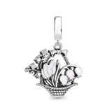 925 Sterling Silver Flower Hanging Charm - 17 Options