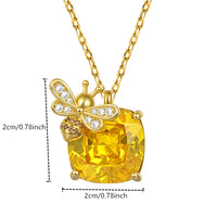 Fashion Square Yellow Crystal Bee Pendant Necklace