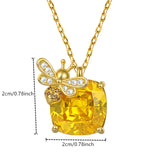 Fashion Square Yellow Crystal Bee Pendant Necklace