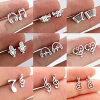 Stainless Steel Musical Themed Earrings