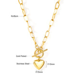 Stainless Steel Heart Shaped Pendant Necklace - 33 Options