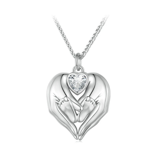 925 Sterling Silver Hands & Baby Feet Necklace