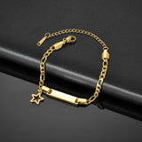 Stainless Steel Figaro Chain Blank Bar Bracelet - 7 Options
