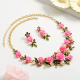 Fashion 2pc Floral Necklace and Earrings Set - 6 Colours