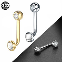 G23 Titanium CZ Curved Barbell Vertical Hood Lip Piercing - 2 Colours