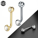 G23 Titanium CZ Curved Barbell Vertical Hood Lip Piercing - 2 Colours