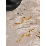 Stainless Steel Minimalist Flowing Geometric Long Earrings - 2 Colours