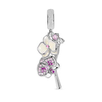 925 Sterling Silver Flower Hanging Charm - 17 Options