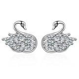 925 Sterling Silver Dainty Swan CZ Earrings