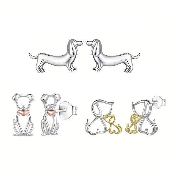 Fashion Dog Stud Earrings - 3 Designs