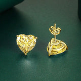 925 Sterling Silver Heart Coloured CZ 10*10mm Stud Earrings - 12 Options
