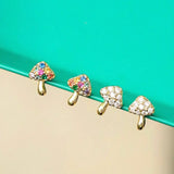 925 Sterling Silver Gold Plated Crystal Mushroom Stud Earrings - 2 Options