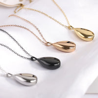 Stainless Steel Water Droplet Urn Pendant Necklace - 4 Colours