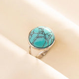Stainless Steel Turquoise Colour Open Ring - 56 Options