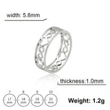 Stainless Steel Hollow Heart Ring - 2 Colours
