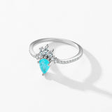 925 Sterling Silver Crown Paraiba Tourmaline Ring
