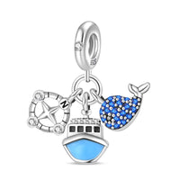 925 Silver Ship Whale Compass Hanging Charm