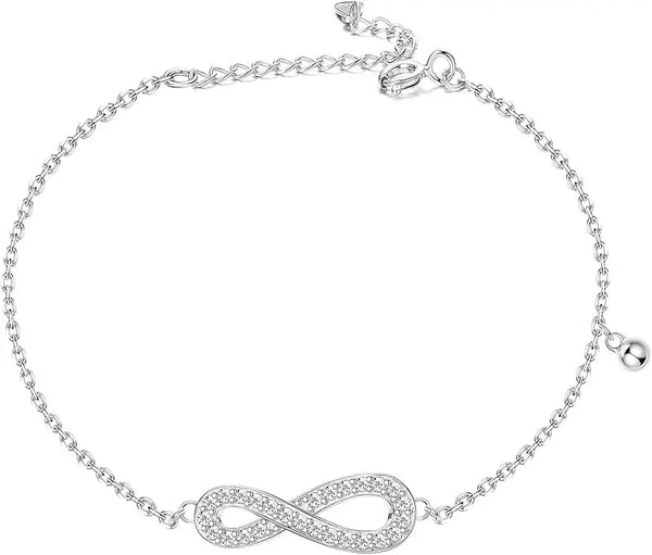 925 Sterling Silver CZ Infinity Link Bracelet