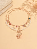 Fashion 2pc Gold Coloured Chunky Flower Sea Themed Necklace