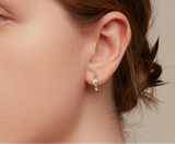 925 Sterling Silver Simple Hollow out Leaf Hoop Earrings