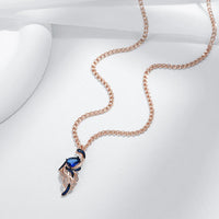 Fashion Blue CZ Bird Pendant Necklace