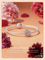 925 Sterling Silver Rose Gold Accent Rose Bead Charm