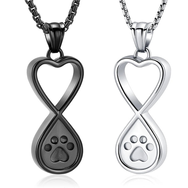 Stainless Steel Infinity Love Paw Print Urn Necklace - 2 Options