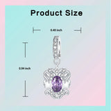 925 Sterling Silver Star Zodiac Sign CZ Hanging Charm - 12 Options