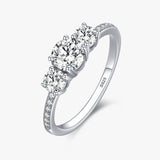 925 Sterling Silver Round 3 Stone CZ Ring