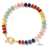Natural Stone Rondelle Bead Bracelet - 5 Options