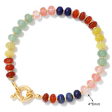 Natural Stone Rondelle Bead Bracelet - 5 Options