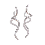 Stainless Steel Minimalist Flowing Geometric Long Earrings - 2 Colours