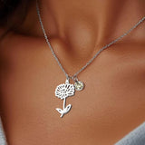 Stainless Steel Birthstone Birth Flower Necklace - 12 Options