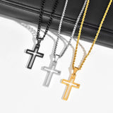 Stainless Steel Hollow Cross Necklace - 4 Lengths - 4 Chain Types - 3 Colours