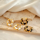 Enamel & Metal Texture Chunky Hoop Earrings - 2 Options