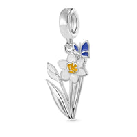 925 Sterling Silver Flower Hanging Charm - 17 Options