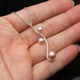 925 Sterling Silver Triple Pearl Pendant Necklace - 4 Options
