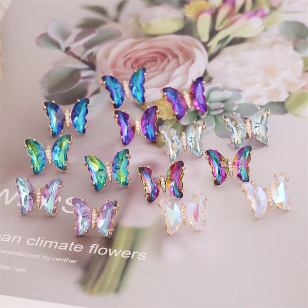 Fashion Crystal Colourful Butterfly Earrings - 4 Colours