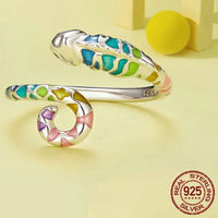 925 Sterling Silver Chameleon Enamel Ring/Earrings/Set