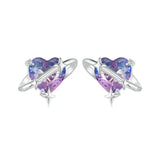 925 Sterling Silver Mystic Purple Heart Star Stud Earrings